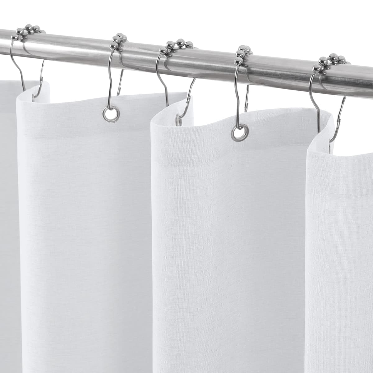 Cortina de Ducha para Baño Impermeable con Ganchos de Metal Cortina de Ducha de Tela Waffle Cortina de Baño Resistente y Antimoho para Bañera o Cabina - 152 x 182 cm (Blanco) — view 40