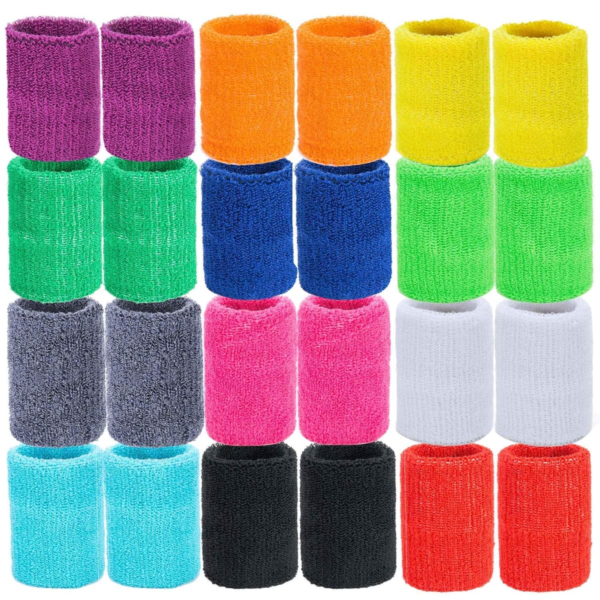 Czemo 12 Pares Muñequeras Deportivas Pulseras de algodón Coloridas Sweatband para Tenis Baloncesto