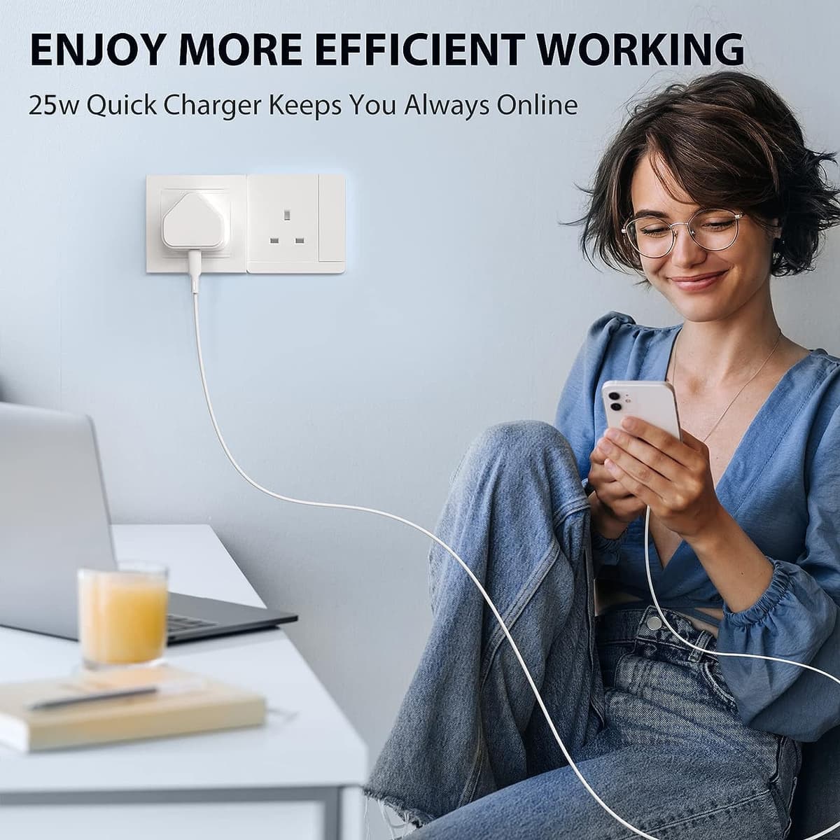 USB C Plug for iPhone 16 15 14 13 12 11 Pro Max Plus X XS XR 8, SE 2020, iPad Pro Air Mini, AirPods Pro, Samsung Galaxy, 25W Fast Charger USBC Type C Power Charging Head Adapter Charge Wall PD UK — view 3