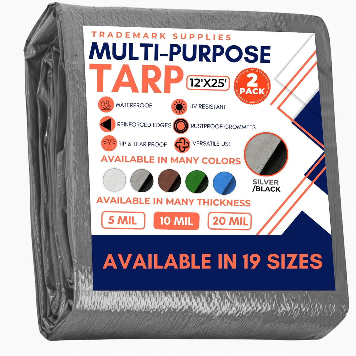 Large Waterproof Tarp- Heavy Duty Thick Poly Tarpaulin Ideal for Canopy Tents, Boats, RV or Pool Covers- Multipurpose Protective Tarps with Grommets for Indoor and Outdoor Use — view 166