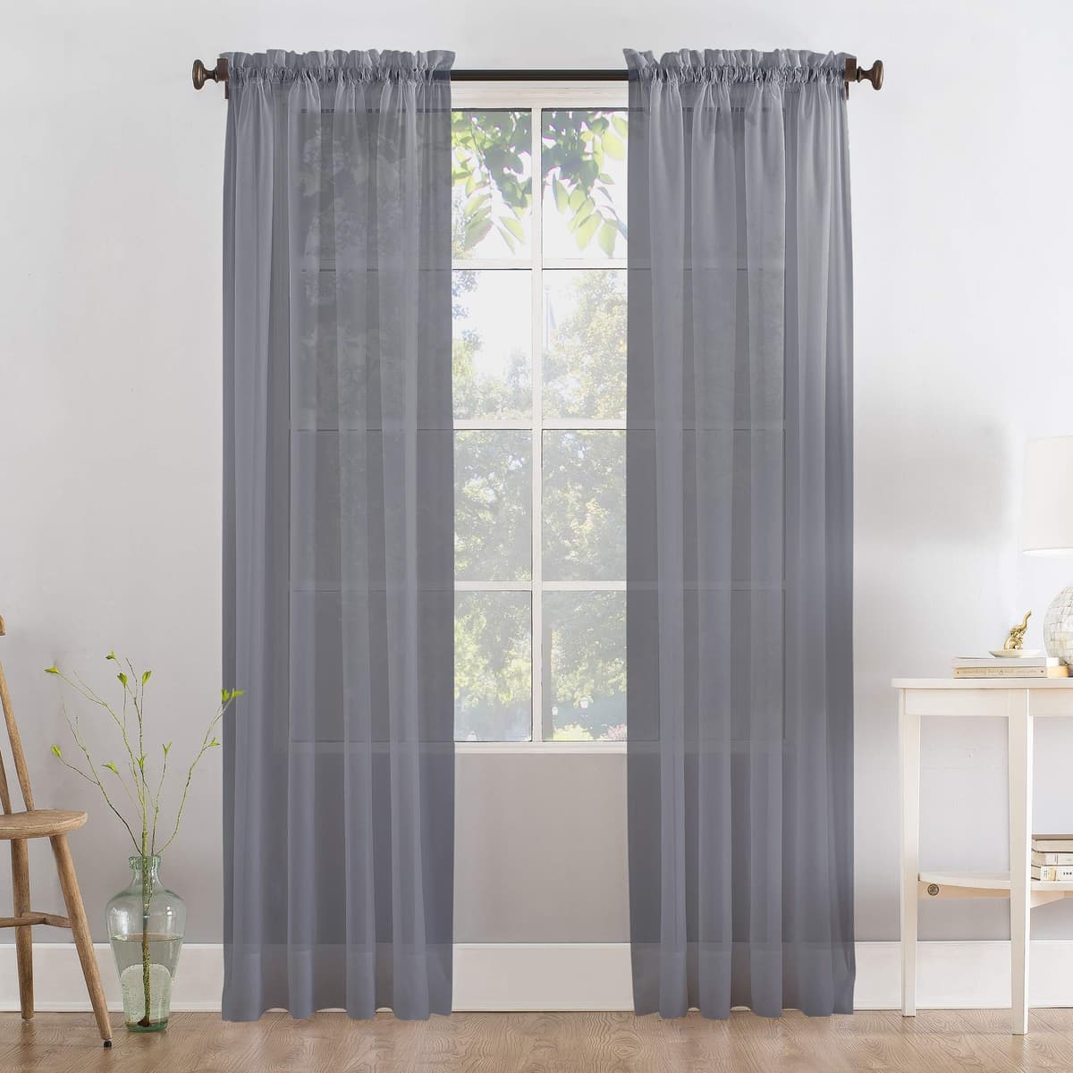 Megachest a pair of slot top voile curtains (Pure White, 56" wideX81 drop 2 Panels) — view 33