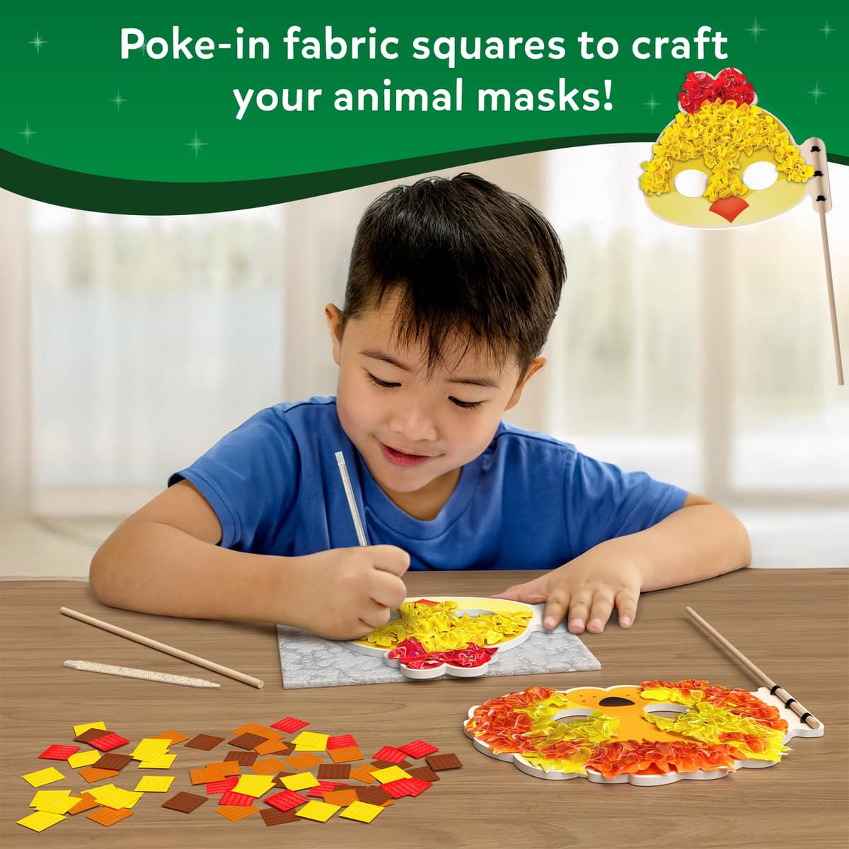 Skillmatics Poke-in Art - Animal Masks, Mess-Free Fun for Kids, DIY Sewing Craft Kits, Creative Activity, Gifts for Girls & Boys Ages 4, 5, 6, 7, 8, 9 — view 3