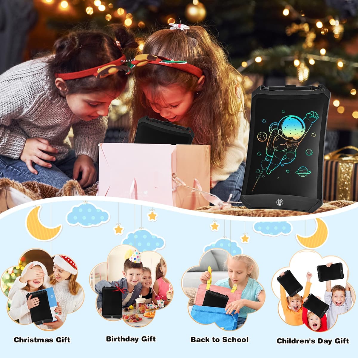 Juguetes Niños Cuentos Infantiles 2 3 4 5 6 7 8 Años,PINKCAT Pizarra LCD 8,5 Pulgadas Regalos Cumpleaños Niños Colegio Juegos de Viaje Puzzle Niño Juegos Educativa Tablet Criança — view 7
