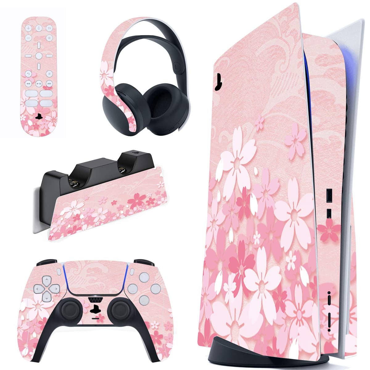 PlayVital Neon Dragoon Full Set Skin Decal for PS5 Console Disc Edition, Sticker Vinyl Decal Cover for PS5 Controller & Charging Station & Headset & Media Remote — view 29