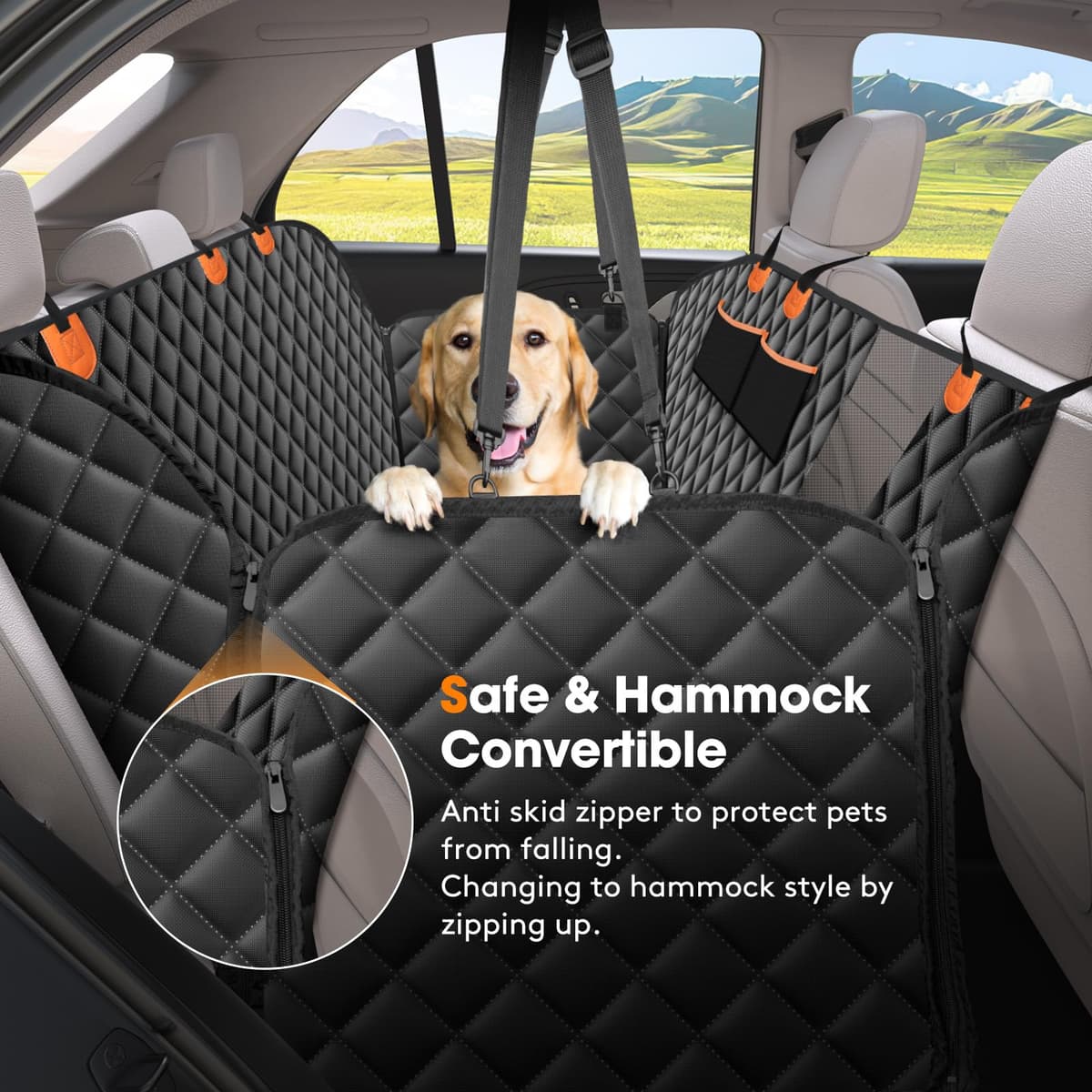 JOEJOY Dog Car Seat Cover Dog Hammock for Car Back Seat With Mesh Window and Side Protection, Rear Seat Covers Back Seat Cover Scratch Proof Nonslip Dog Seat Protector Cover For Most Cars/SUV — view 3