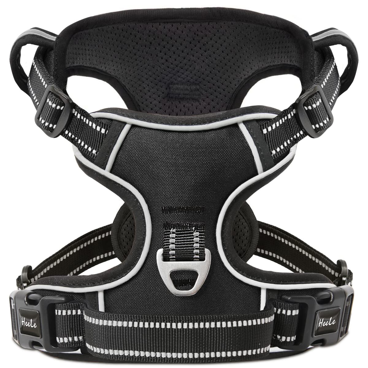 HEELE Arnés Reflectante para Perro, con Control de Mango Acolchado, 2 Anillos de Metal, arnés para Perros pequeños, medianos y Grandes, Flores-Negro, L — view 33