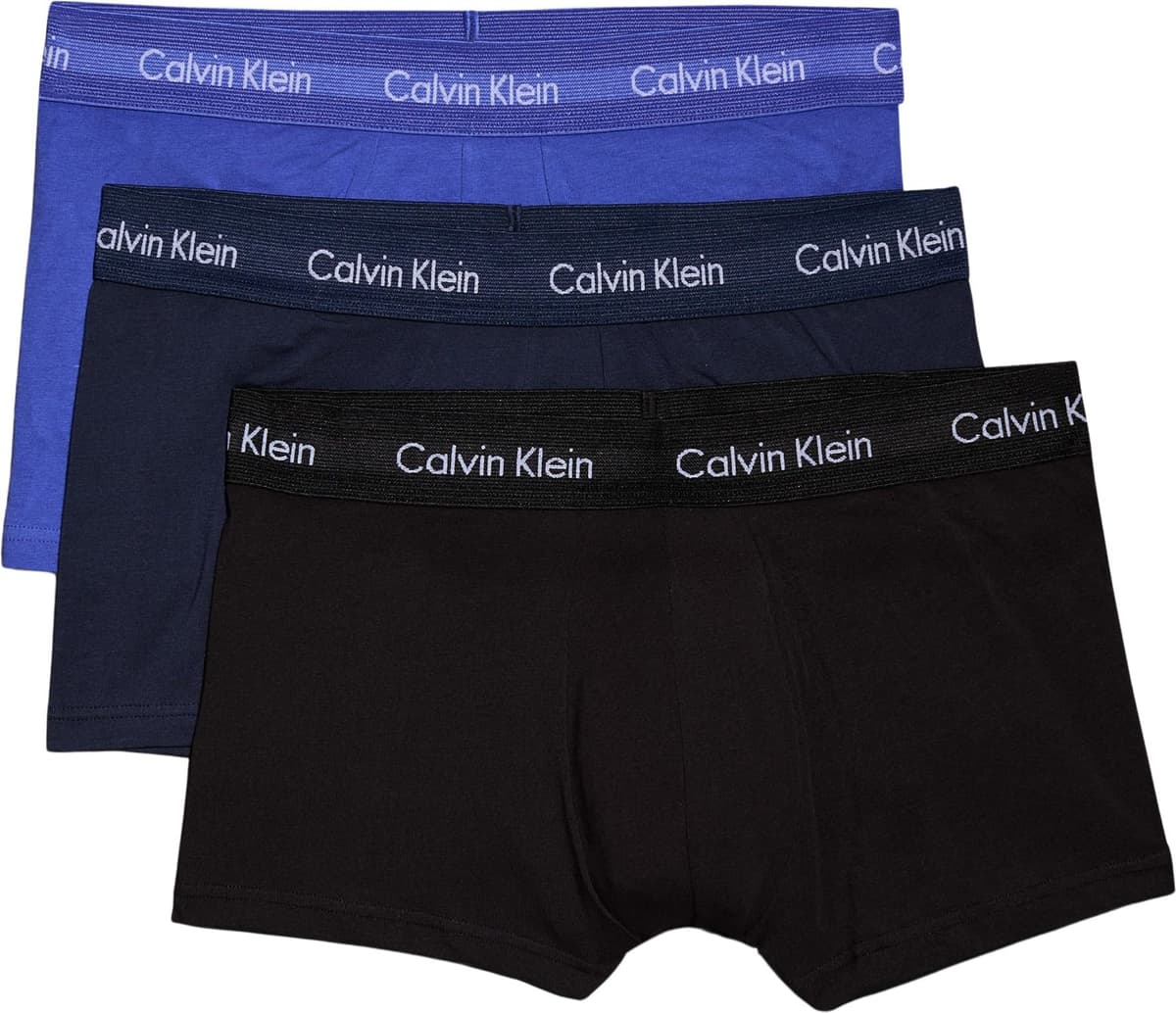 Calvin Klein Calzoncillos bóxer Hombre Pack de 3 Low Rise Trunks Ropa Interior L Multicolor (Black/Blueshadow/Cobaltwater Dtm Wb)