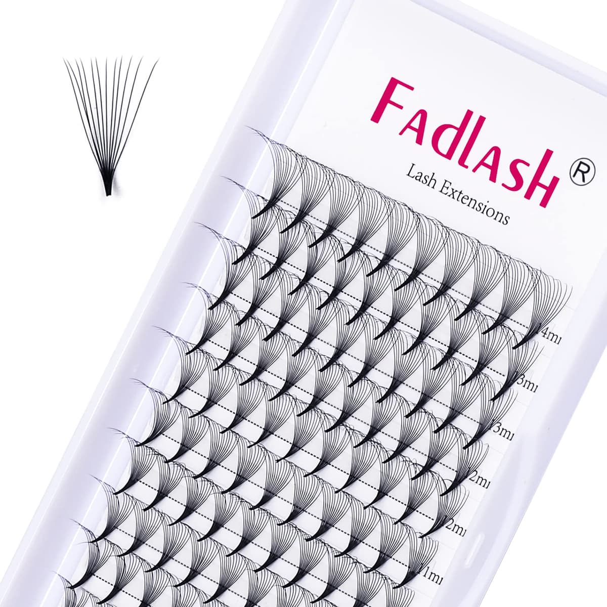 Russian Volume Lashes 16D 0.07 C Curl Mix Tray - Premade Fan Lashes (8-14mm) — view 16