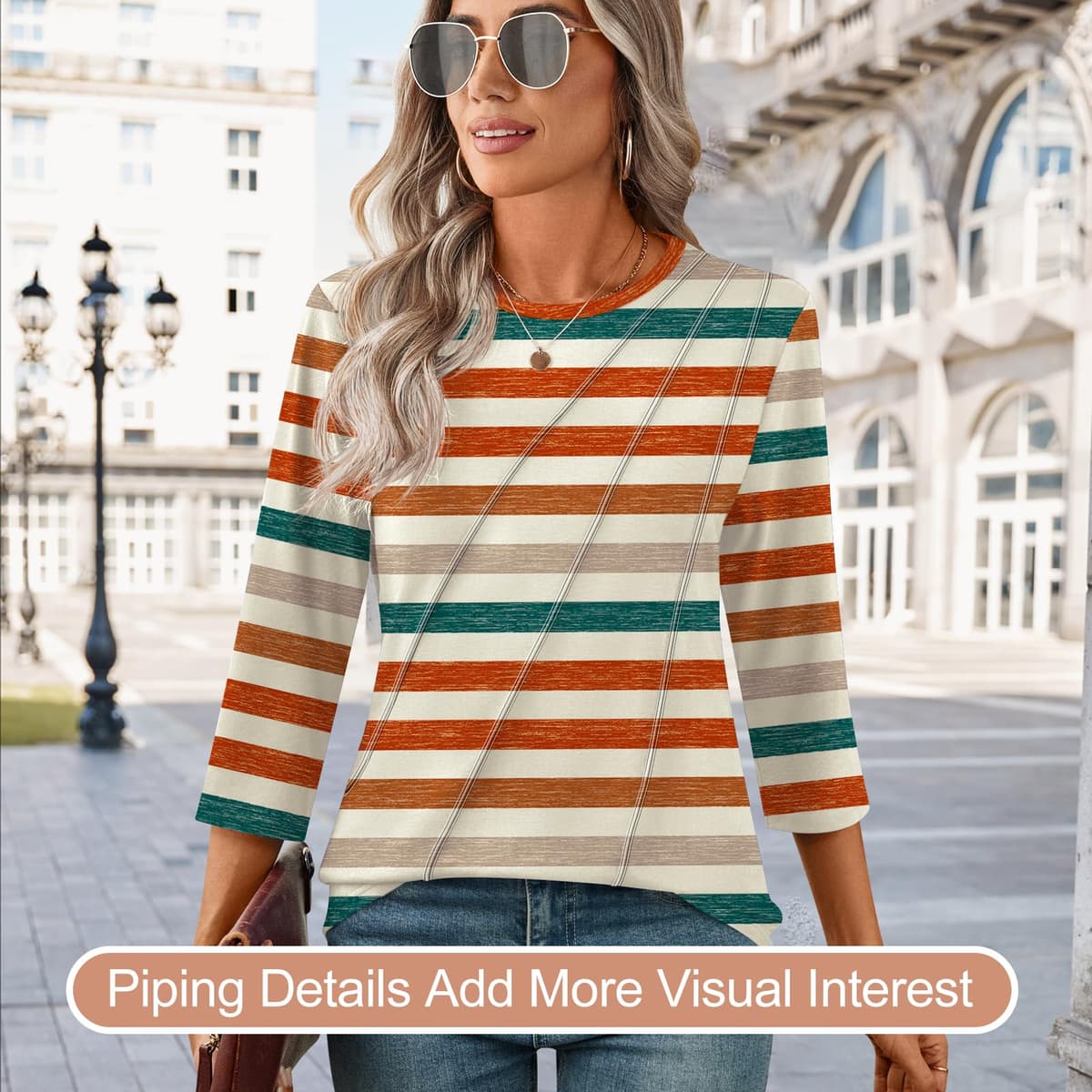 Kistore 3/4 Length Sleeve Shirts for Womens Pleated Summer Tops 2025 Fasion Trendy Spring Blouses — view 3
