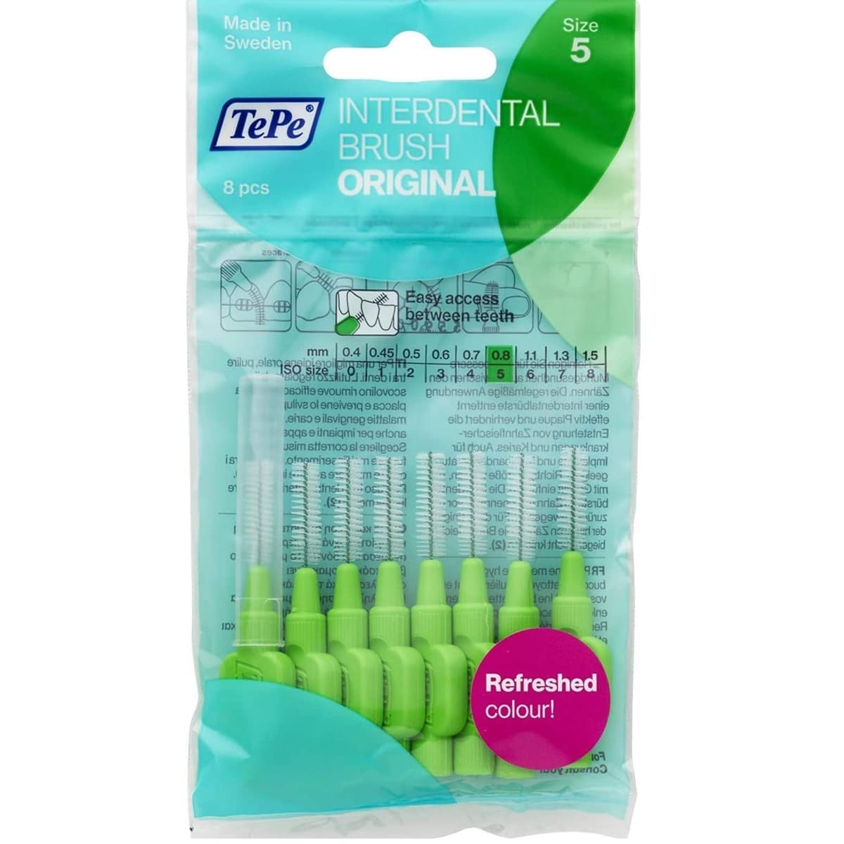 TePe Interdental Brush, Original, Yellow, 0.7mm/ISO 4, 8pcs, efficient Cleaning Between Teeth, Plaque Remover and Dental flosser for Small Gaps — view 10