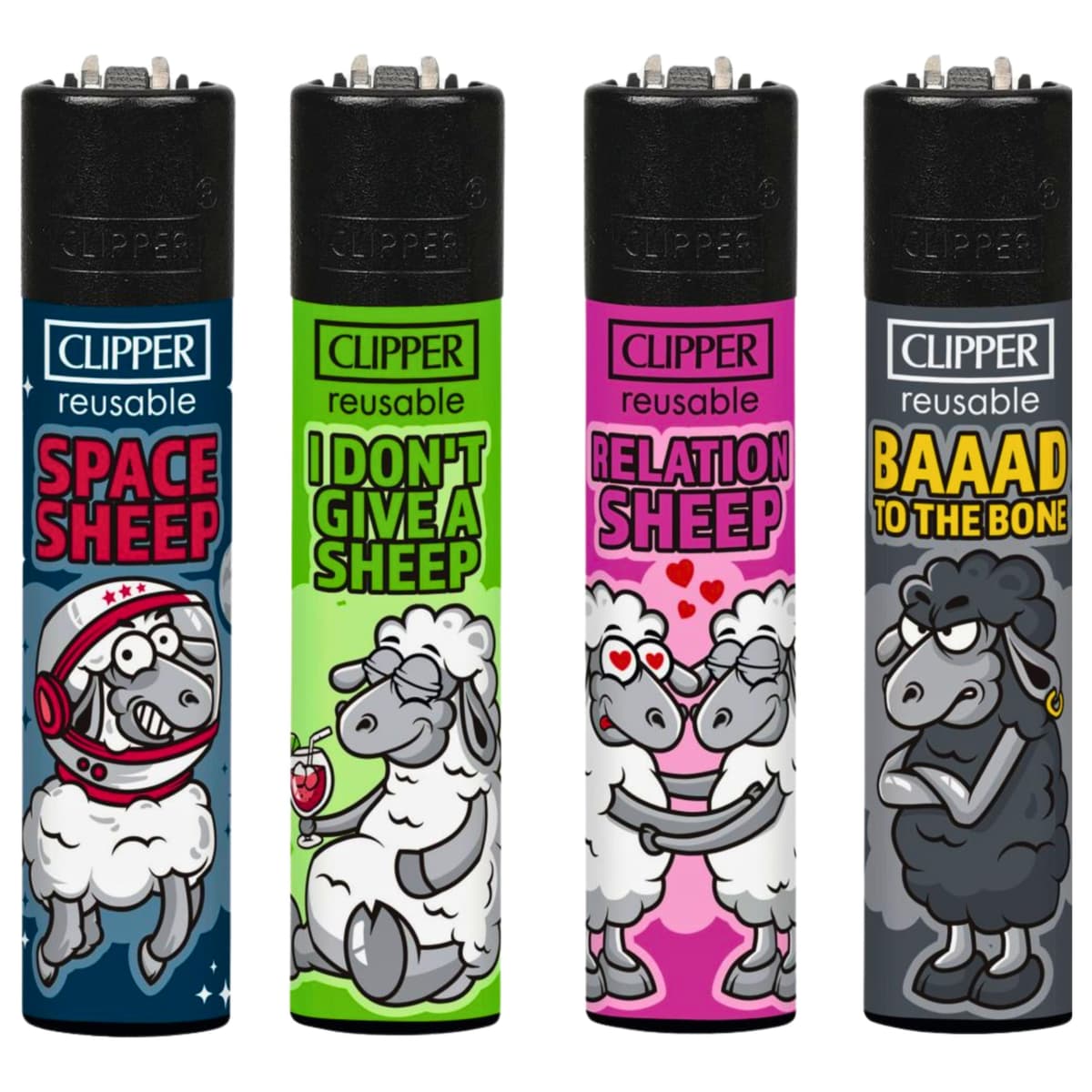 4 x Clipper Lighter Set Gas Refillable Windproof Lighters Standarad Size Replaceable Flint Rare Limited Edition (Planet Flowers 1) — view 5
