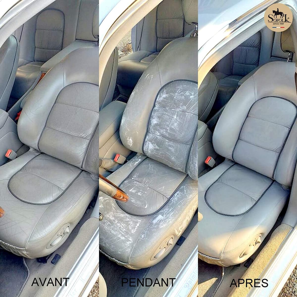 SOFOLK Kit de renovación de Cuero y Polipiel: reparación + Pintura + Pintura Protectora - Volante, Asiento de Coche, sillón, Zapatos (6-Off-White) — view 7
