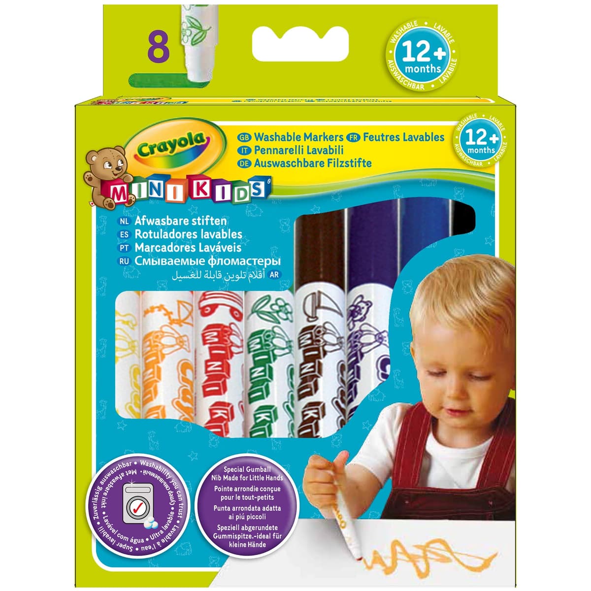CRAYOLA Mini Kids - Set de 8 Rotuladores Lavables, Segura Punta Redondeada, Ideal para la Primera Infancia - Edad Recomendada: 12 Meses, 8324 — view 6