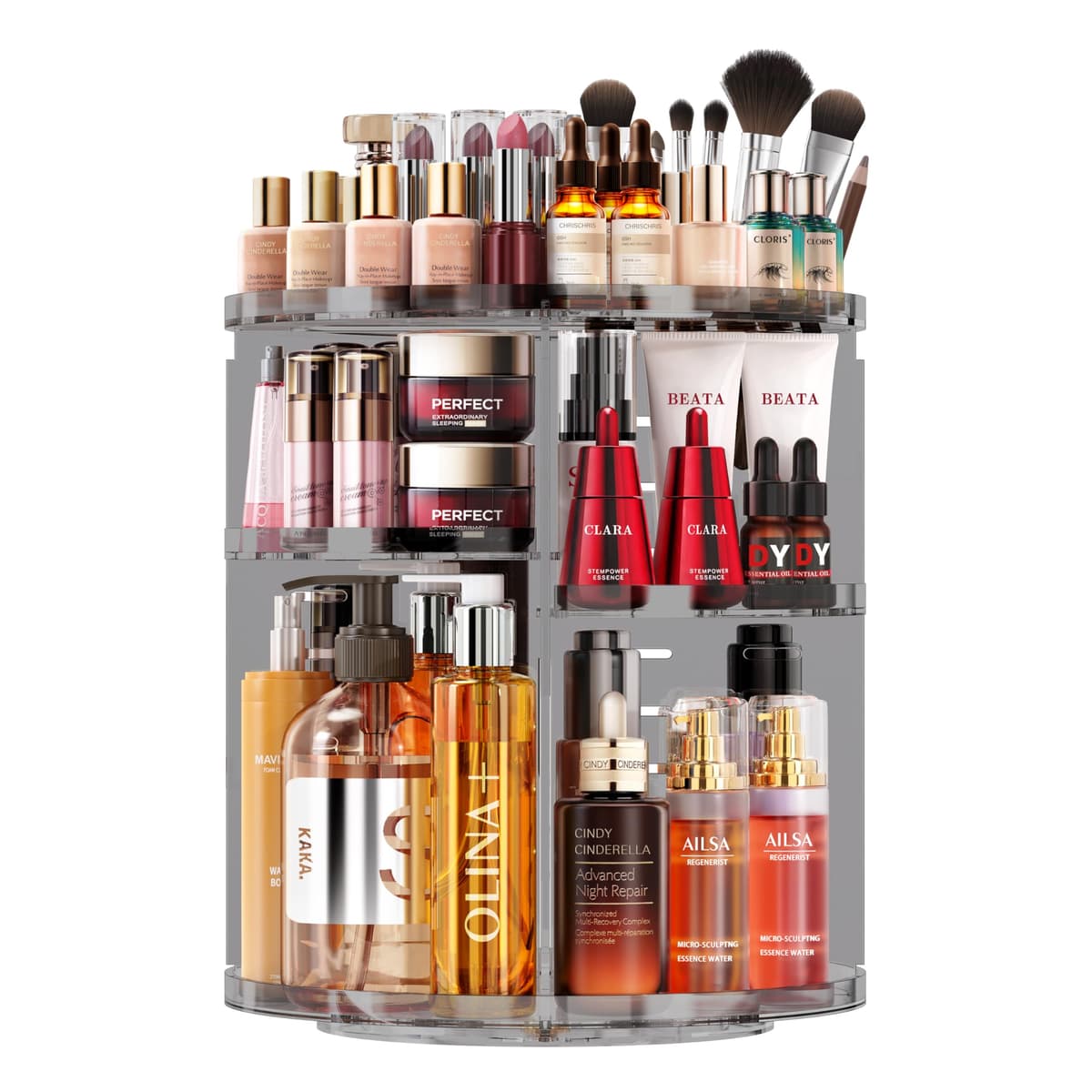 Auxmir Rotating Makeup Organiser, 9-Tier Adjustable Makeup Organiser with 360 Degree Rotation, Large Capacity Spinning Makeup Storage on Stand Revolving for Vanity Table, Bedroom, Bathroom — view 13