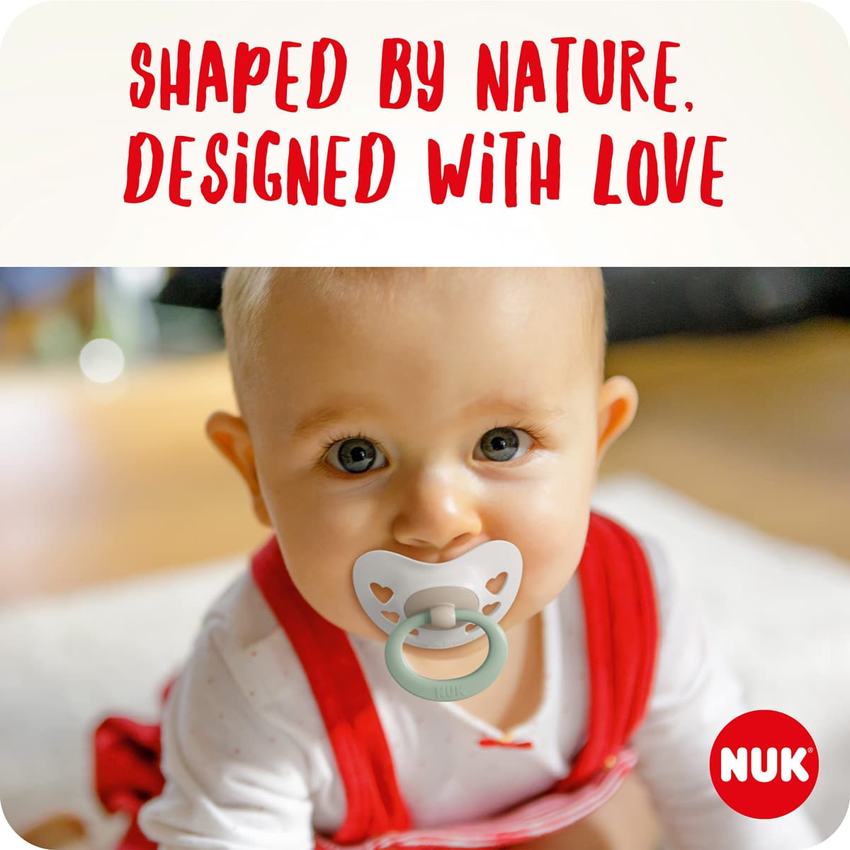 NUK Signature Baby Dummy | 0-6 Months | Soothes 95% of Babies | Heart-Shaped BPA-Free Silicone Soothers | Includes Case | Pink Hearts | 2 Count — view 2