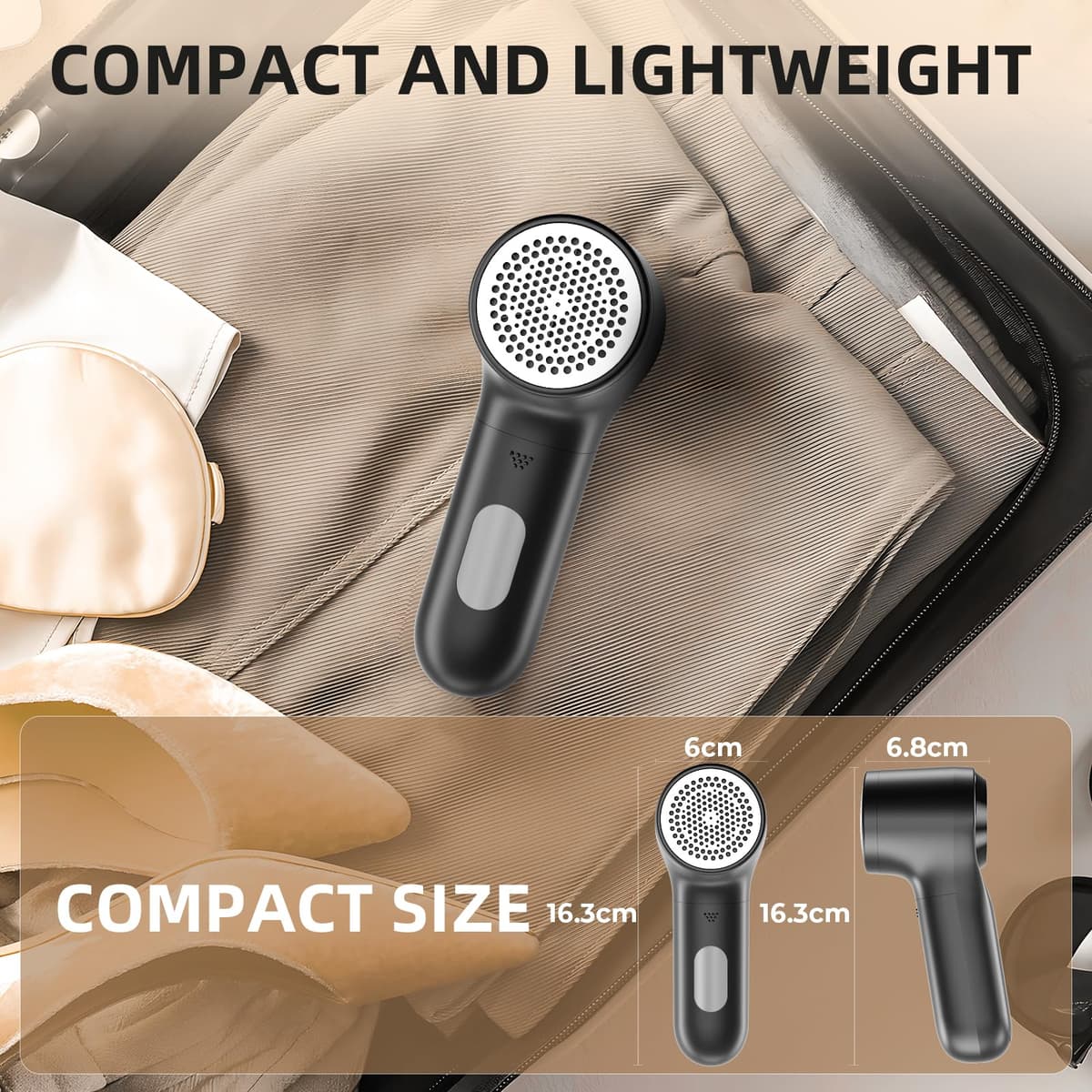 Rechargeable Lint Remover, Bobble Remover for Clothes, 3 Speeds Adjustable Fabric Shaver, LED Display Bobble Remover for Clothes, Lint Shaver for Various Fabrics, Black — view 2