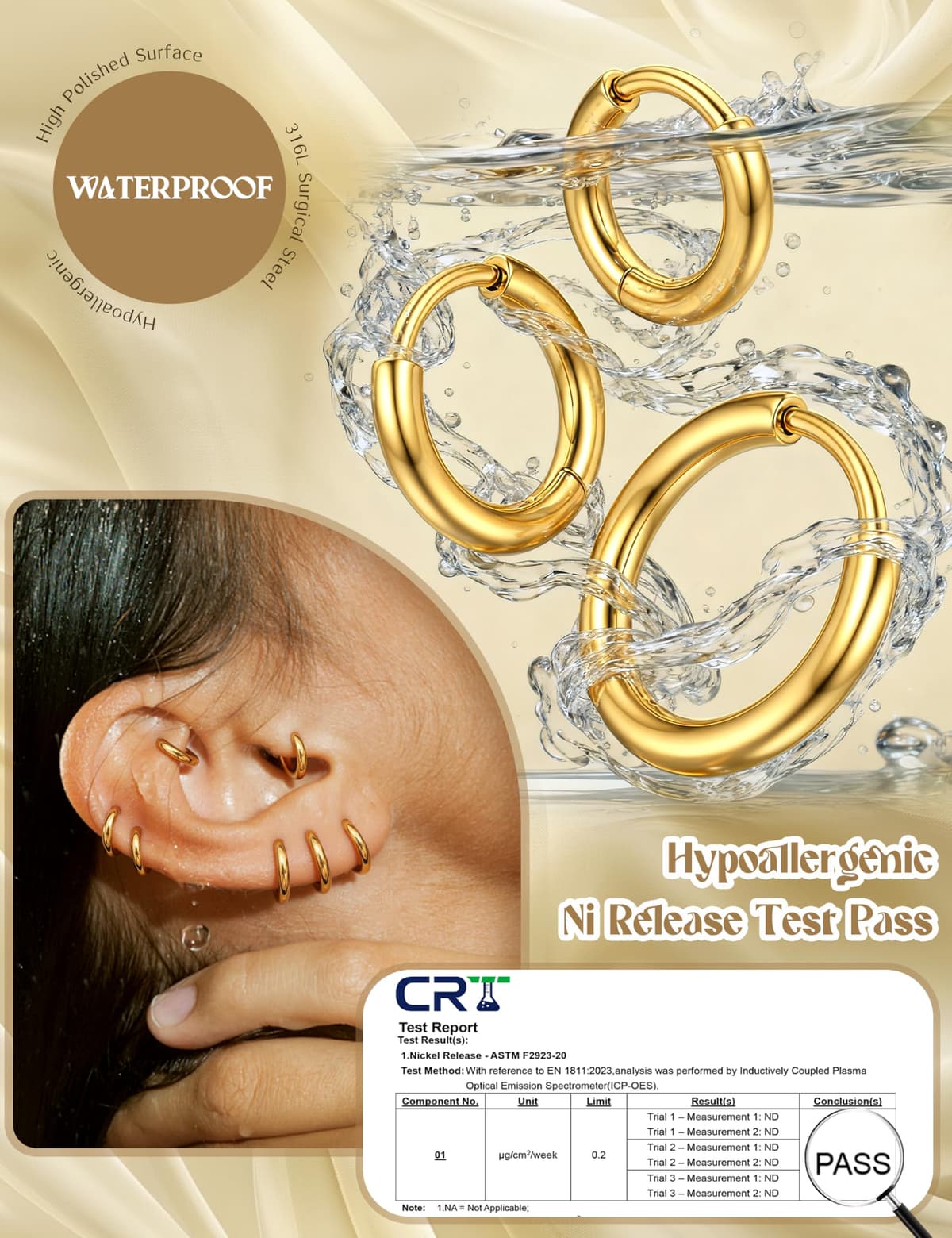 MILACOLATO Pendientes Aro Pequeños Para Mujer Hombre Acero Quirúrgico Pendientes Huggie Cartílago De Lóbulos Ajustados Anillo De Nariz Labio Daith Helix Piercing Joyas Hinged Pendientes 6/7/8/9/10mm — view 3