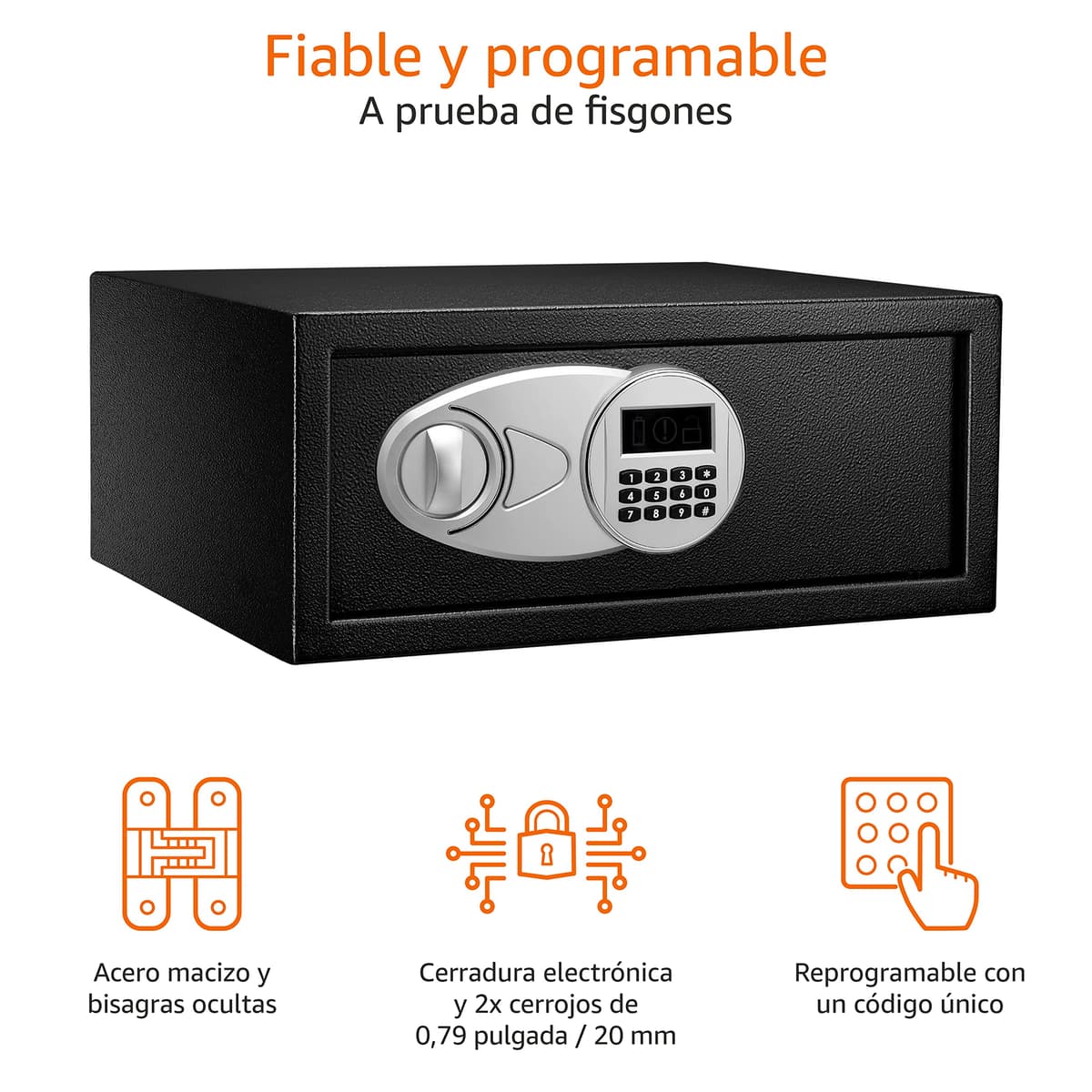 Amazon Basics Caja Fuerte de Seguridad de Acero con Cerradura con Teclado, Protege Dinero, Joyas, Documentos de identificación, 14 l, 35 cm x 25 cm x 25 cm, Color Negro — view 39