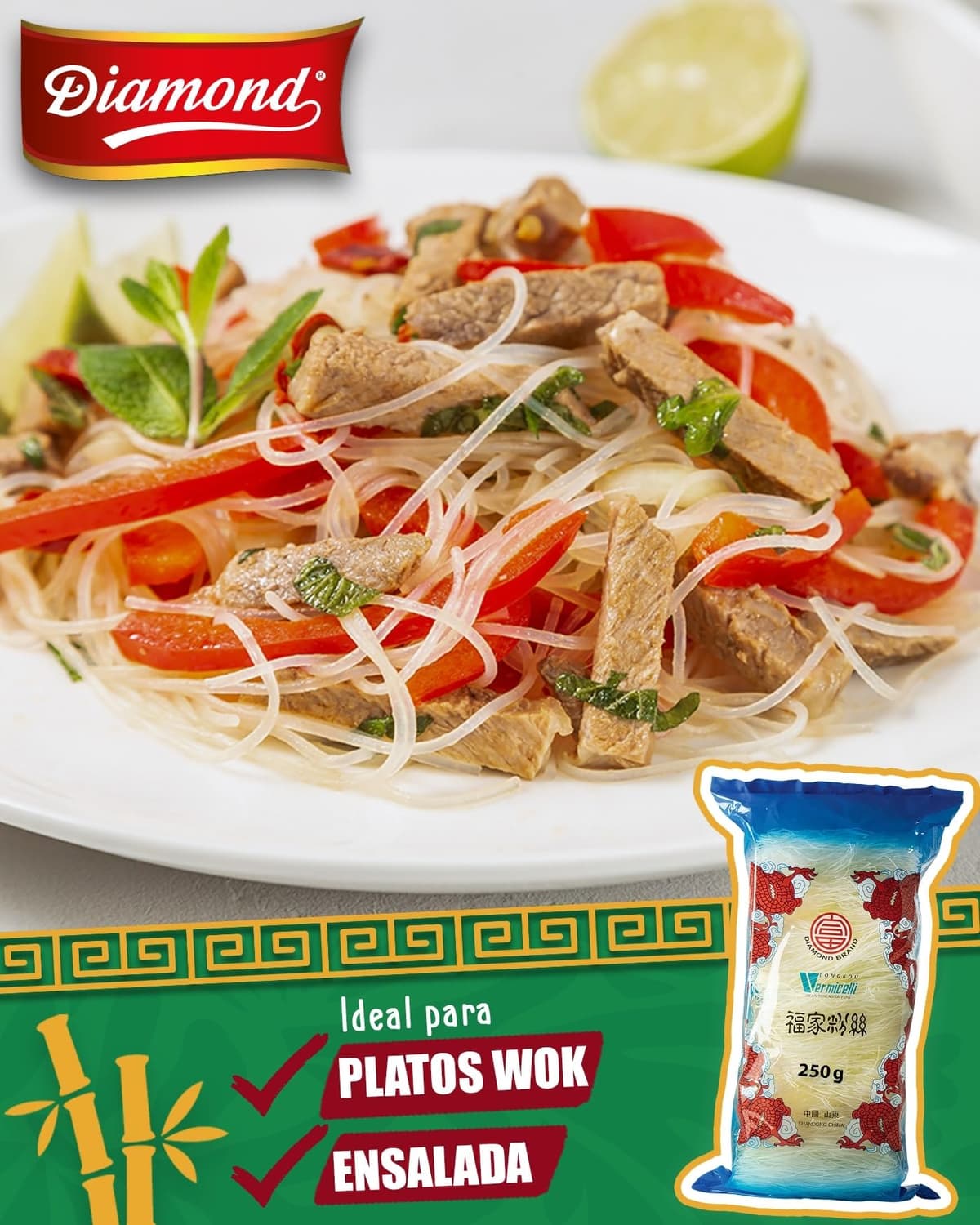 DIAMOND Fideos de cristal, fideos largos, naturalmente veganos y sin gluten - 1 x 250 g — view 3