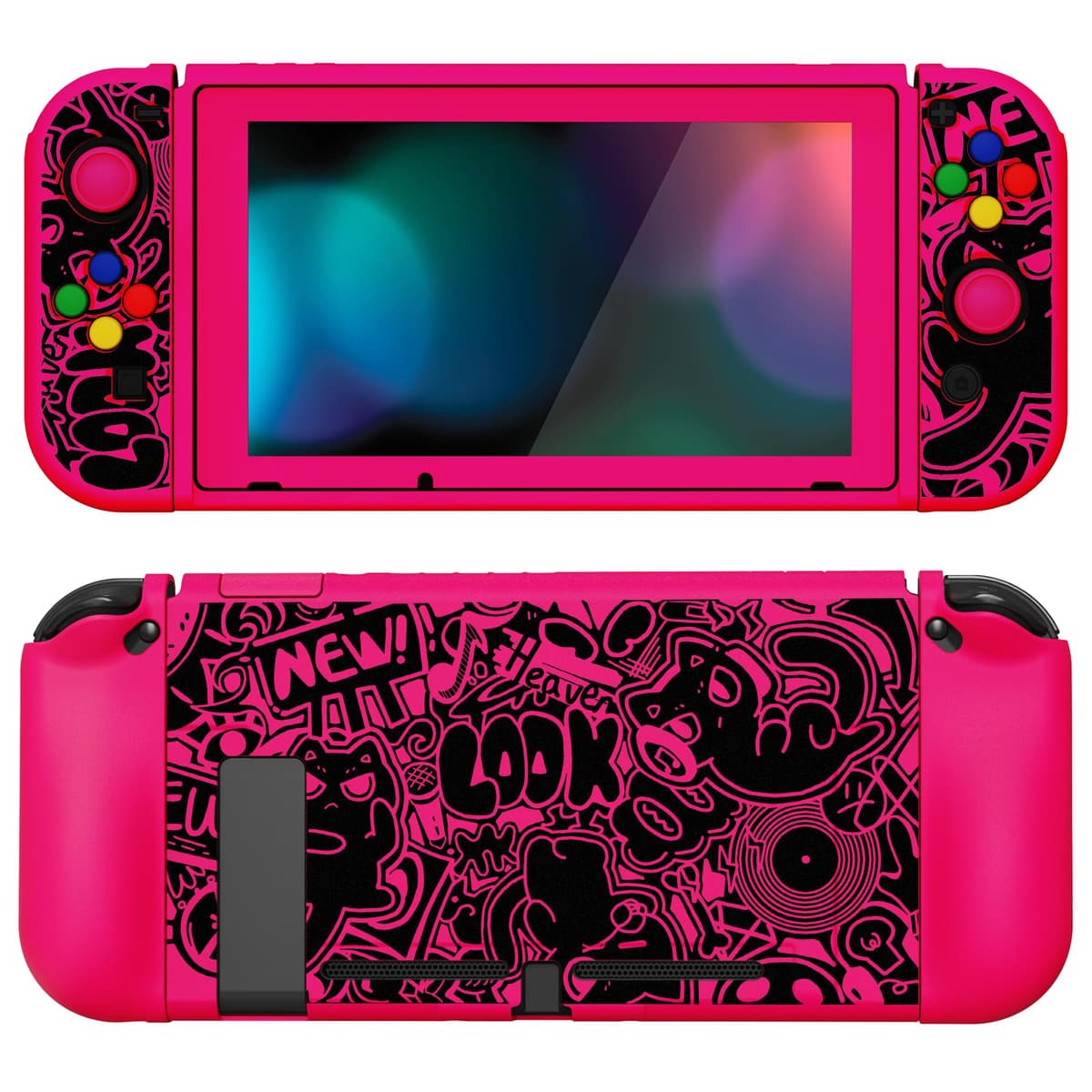 playvital ZealProtect Soft Protective Case for Nintendo Switch, Flexible Cover Protector for Switch with Screen Protector & Thumb Grip Caps & ABXY Direction Button Caps - Cherry Bunny & Cherry Bear — view 17