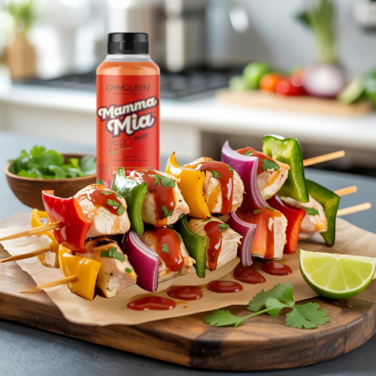 GymQueen Mamma Mia Zero Sauce, reducida en calorías, sin grasas ni azúcares añadidos, para refinar platos o como aderezo de ensaladas, vegetariana, Chili Dulce Tailandés — view 5