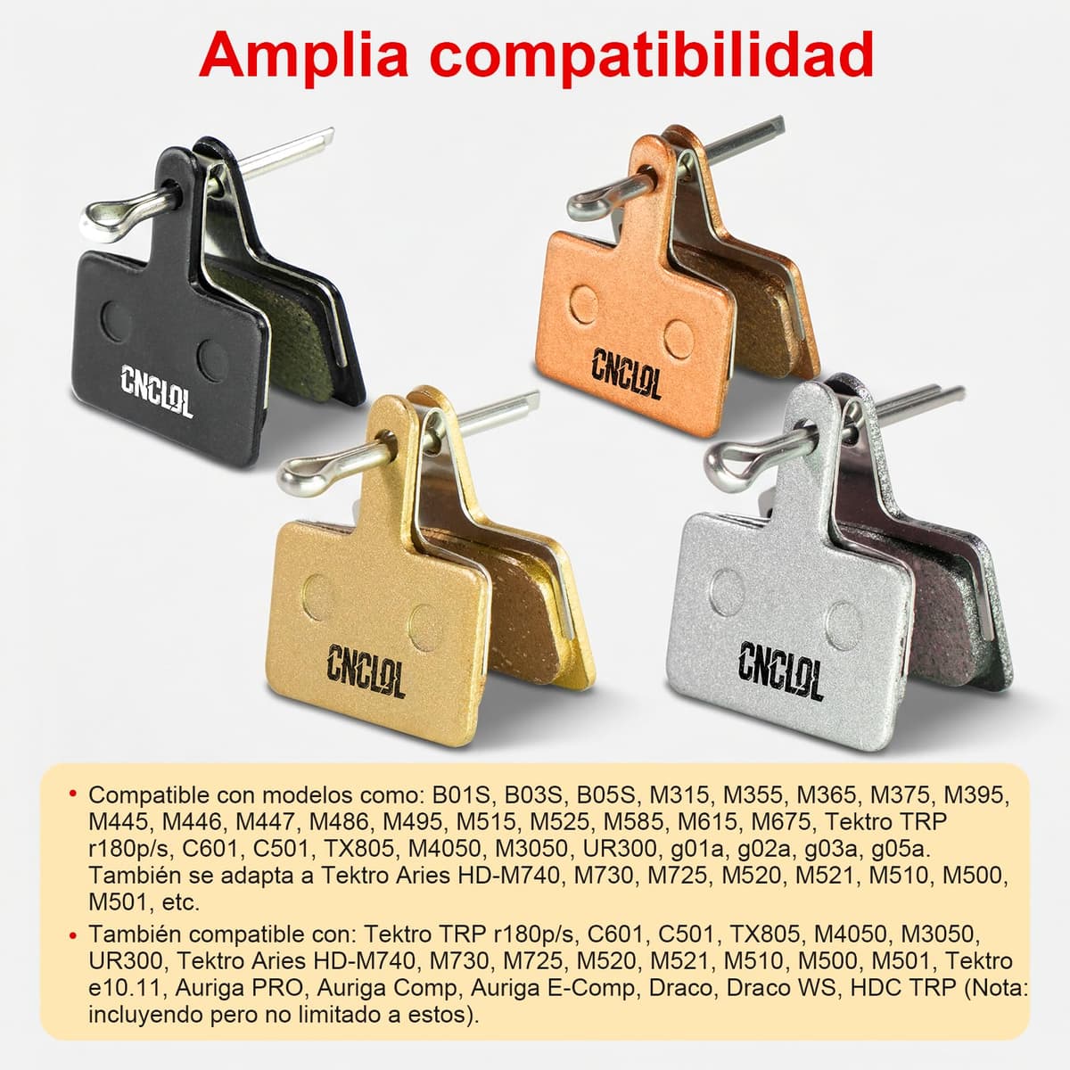 Pastillas de Freno para Shimano B01s B03s B05s,Pastillas Freno Bicicleta MTB para TRP Tektro Deore M315 M355 M395 M445 M446 M447 M515 M525 M575 r180p/s.organicas Resina/semimetalicas/metalico — view 5
