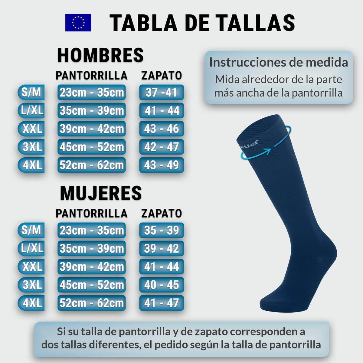 360 Relief Medias de Compresión Mujer y Hombre - 1 Par Calcetines de Compresión para Deportes, Correr, Volar, Viaje, Trabajo, Footing - S/M Beis con Bolsa de Malla — view 31