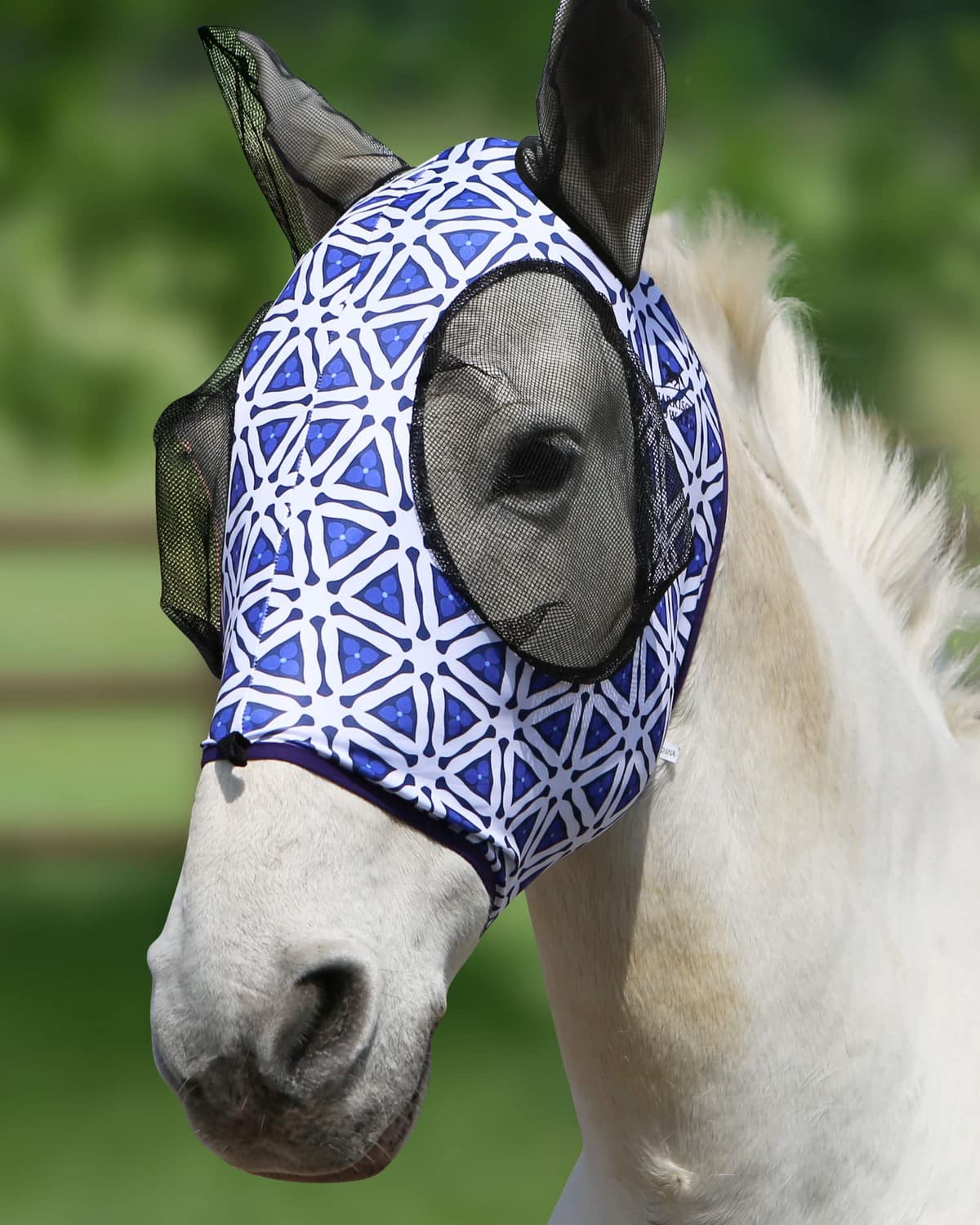 Harrison Howard Máscara elástica para Moscas de Caballo, excelente Comodidad con protección UV, máscara estándar para Caballos, Azul Marino M — view 26