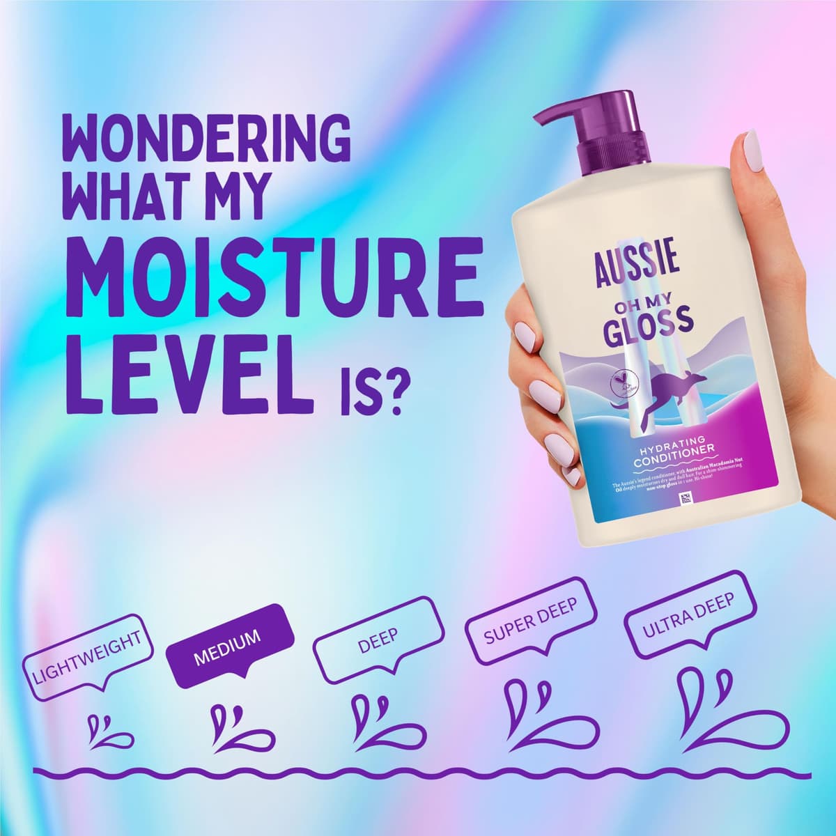 Aussie Oh My Gloss Hydrating Conditioner 1000ml. Softens and Smooths Dry & Dull Hair. Infused with Australian Macadamia Nut Oil. Vegan and Cruelty-Free — view 6