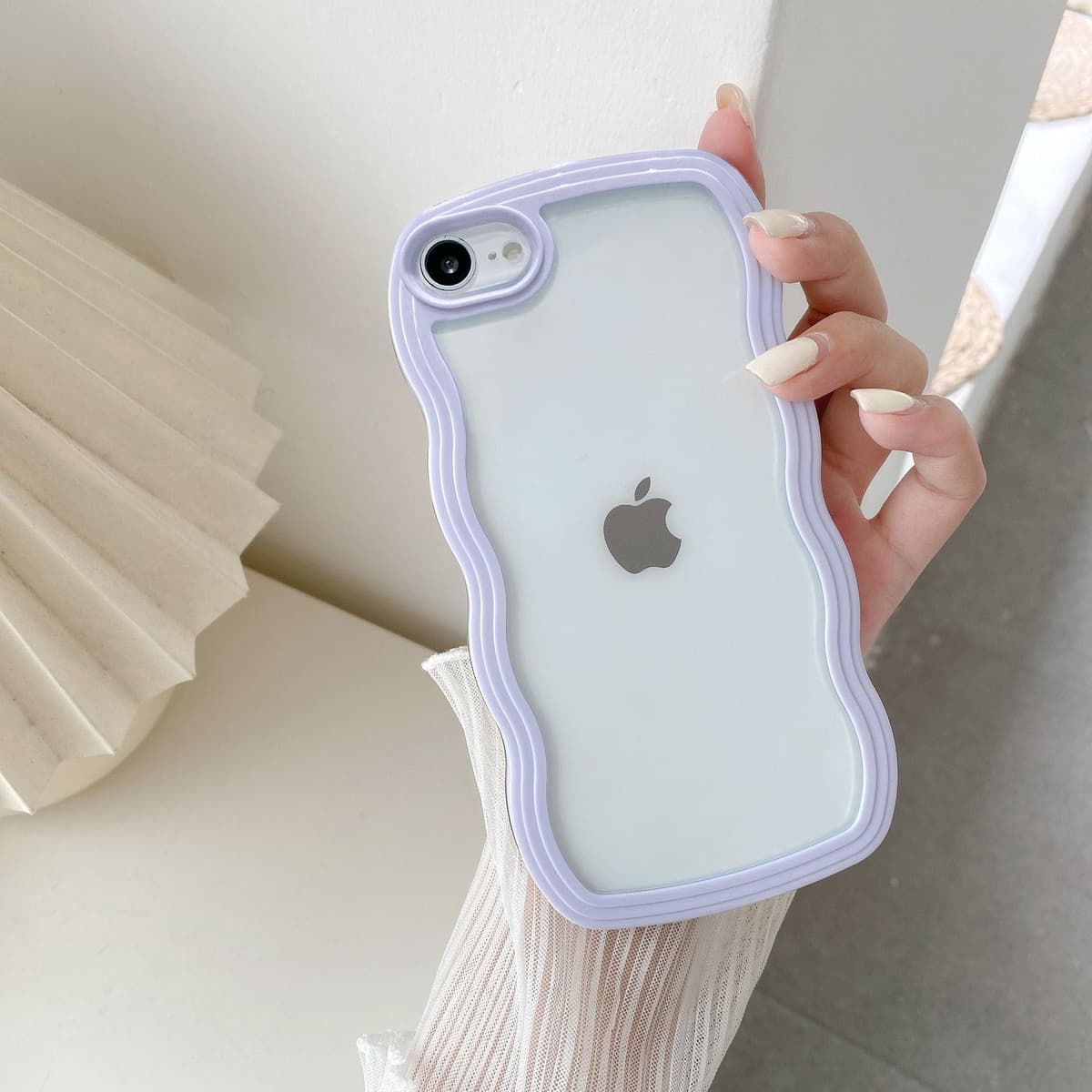 QLTYPRI Compatible with iPhone 11 Case, Cute Curly Wave Frame Clear Case for Girls Women, Transparent Soft Silicone TPU Bumper Shockproof Protective Phone Cover for iPhone 11 - Purple — view 103