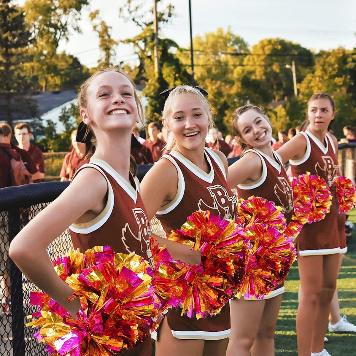 Pompones Animadora Pompones Metallic Cheers Pompones de Porristas 2 Piezas Pompones Deportivos Cheerleading Pompom Dance Pompom Sports Game Team Spirit Accesorios Porristas Pom — view 4