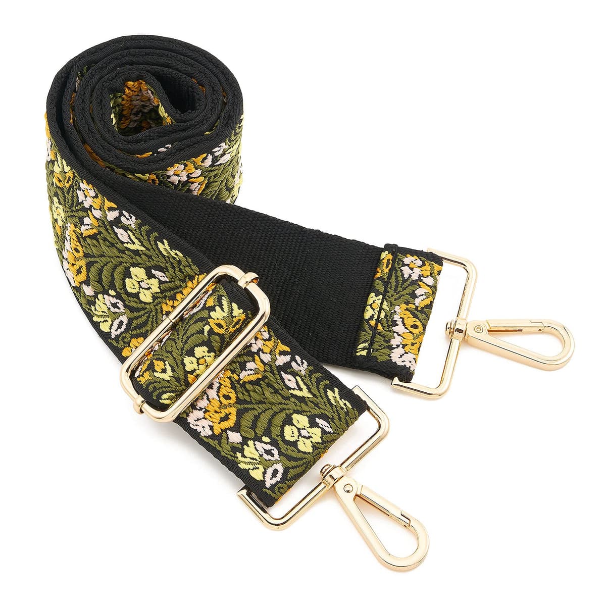 ZOOEASS Wide Shoulder Strap, Guitar Style Adjustable Purse Strap with Gold Buckle Replacement Woven Crossbody Straps for Handbags((3.8CM) Shining Black) — view 66