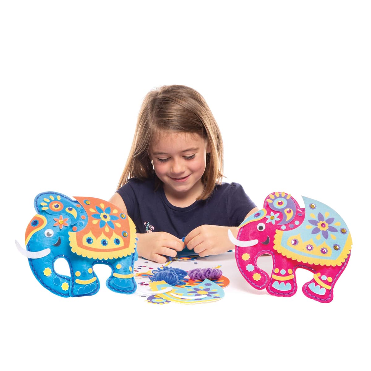 Baker Ross Sewing Kits Ambari Elephant Cushion (Pack of 2) - Arts & Crafts for Kids — view 6