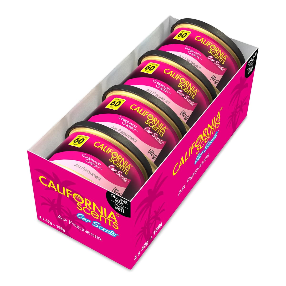 California Scents Car Air Fresheners Can, Assorted Scents (Fresh Linen, Coronado Cherry, Newport New Car), Pack of 4, Strong Adjustable Long-Lasting Fragrance, Eliminates Odour — view 9