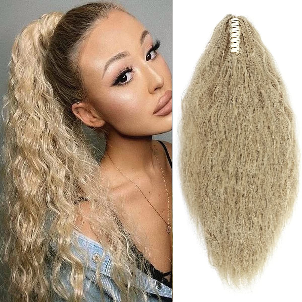 17"(43cm) SEGO Ponytail Long Synthetic Hair Looks Natural [Red Brown/Orange] Clip in Hair Extensions Curly Tail Ponytail Extension (90g) — view 21