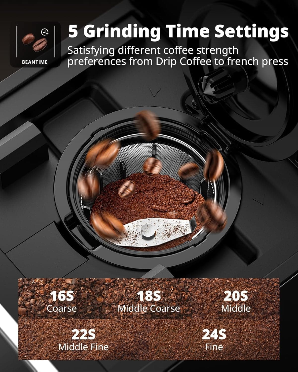 AIRMSEN Grind & Brew Coffee Maker with Built-in Grinder (2026 Model) - Single-Serve, Compatible with K-Cup Pods & Ground, 1000W Fast 6-14oz Brewer, Descaling Alert, Touchscreen & 50oz Removable Tank — view 2