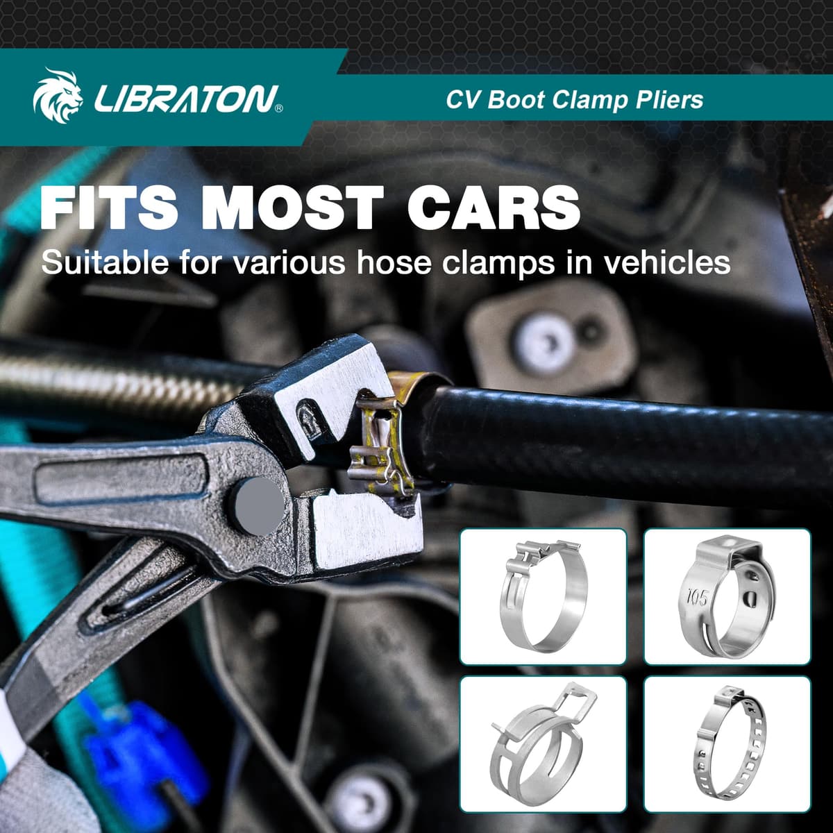 LIBRATON Car Clamp Pliers, Click&Clic-R Hose Clamp Pliers, 180mm Spring Construction Pliers, Easy to Install and Remove, for Car Maintenance — view 5
