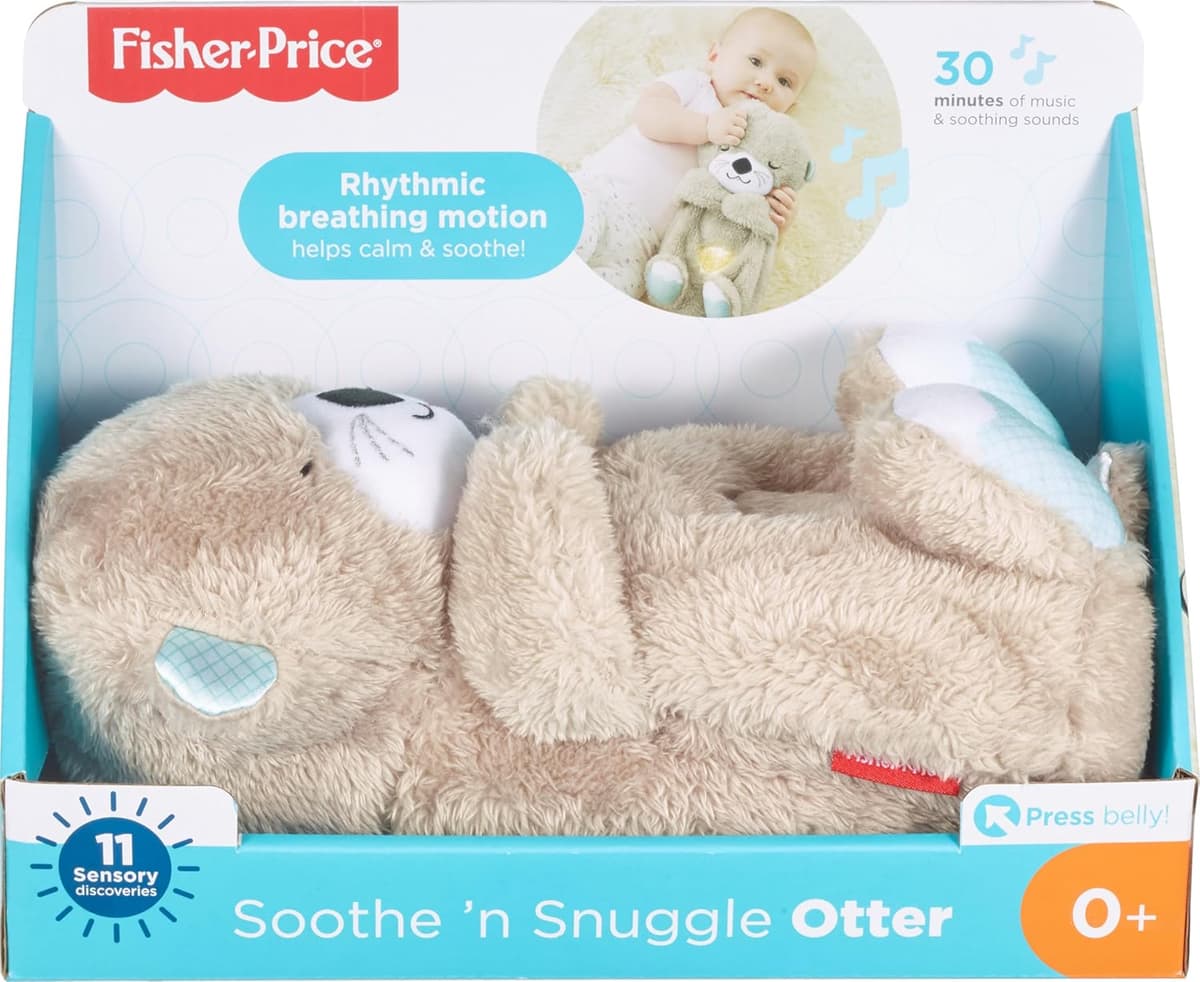 Fisher-Price Soothe 'N Snuggle Otter | Newborn Baby Toys & New Baby Gifts | Plush Soft Toys for Babies with Light and Sound Machine | Baby Girl and Baby Boy Gifts | Newborn Essentials, FXC66 — view 5