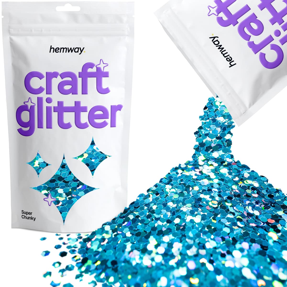 Hemway - Purpurina para manualidades, vasos, resina, epoxi, uñas, cera, álbumes de recortes, cristal, decoración de escuelas: dorado holográfico, gruesa (0,6 mm), 100 g — view 69