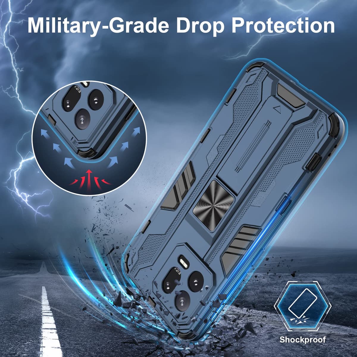 Funda para CMF Phone 2 Pro, Carcasa Antigolpes con Soporte anular metálico, Case Protectora de Grado Militar, Negro — view 1272