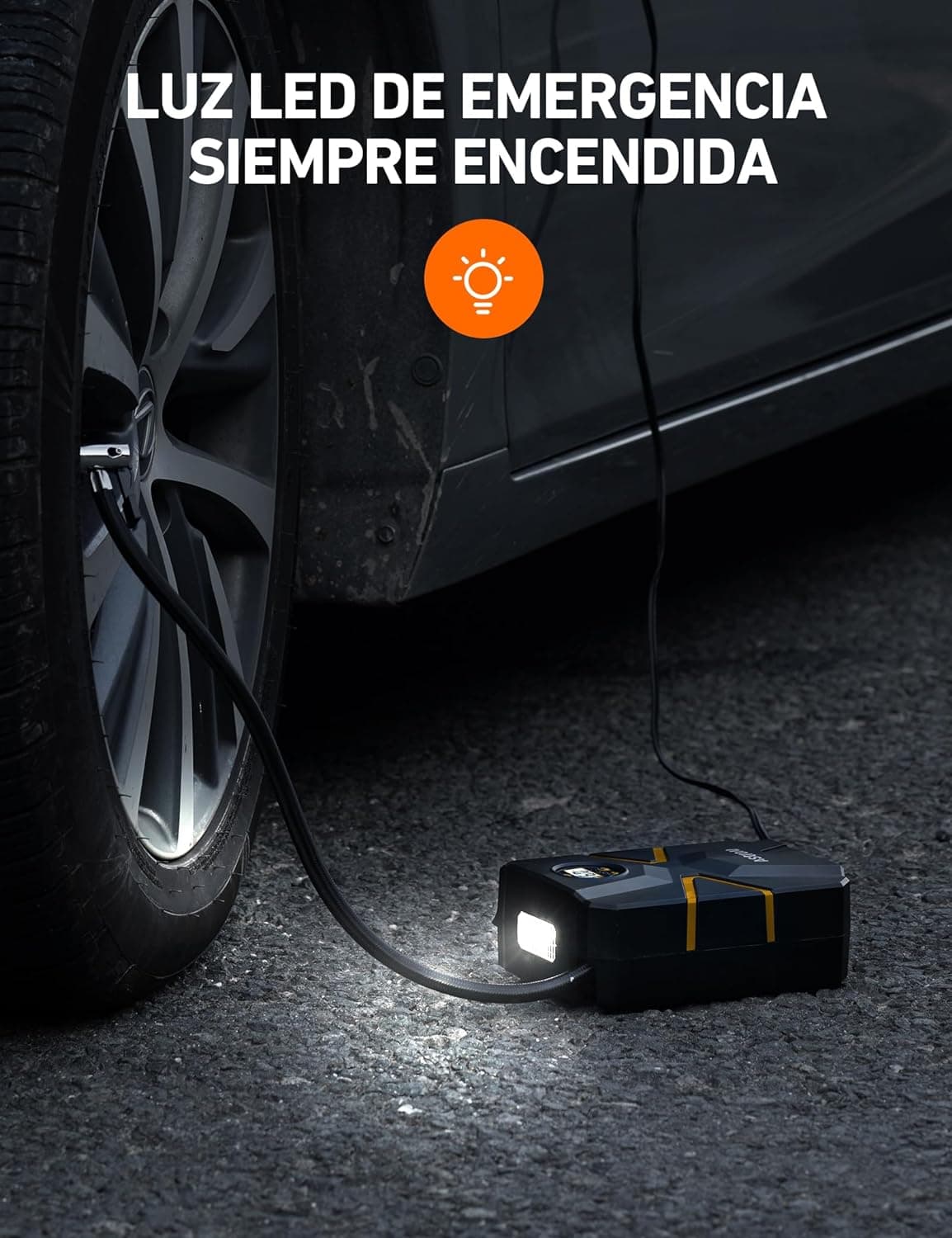 AstroAI Inflador Ruedas Coche Digital 12V, Compresor Aire Portátil 150 PSI, Hinchador Neumáticos Eléctrico con Pantalla LCD y Luz LED para Coche, Bicicleta, Moto y Etc. — view 5