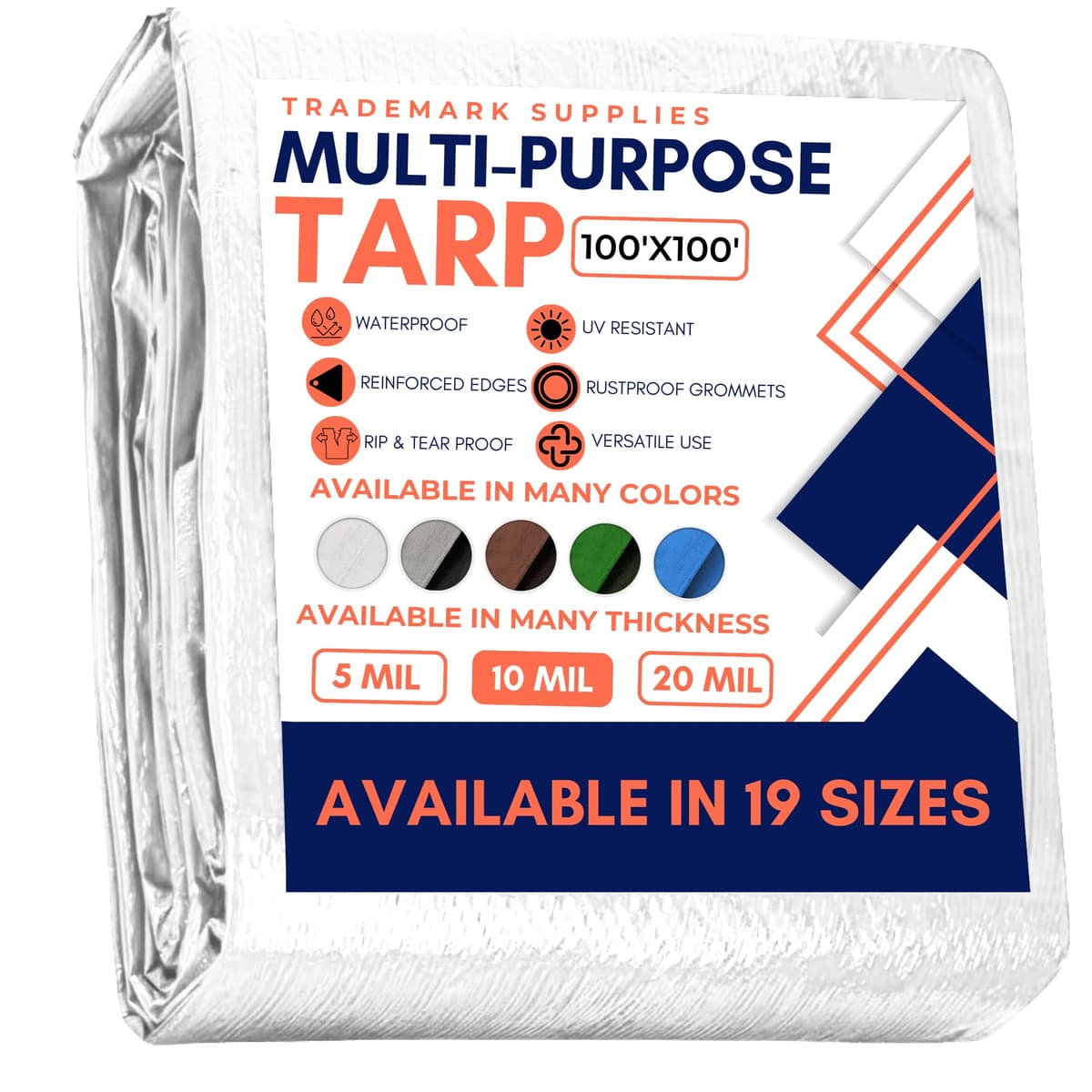 Large Waterproof Tarp- Heavy Duty Thick Poly Tarpaulin Ideal for Canopy Tents, Boats, RV or Pool Covers- Multipurpose Protective Tarps with Grommets for Indoor and Outdoor Use — view 315