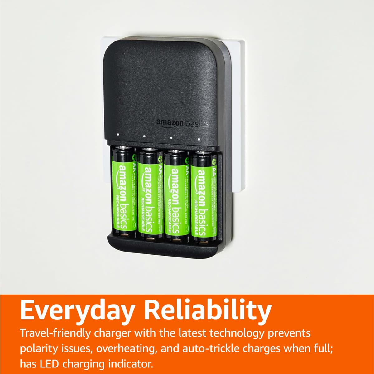 Amazon Basics Rechargeable AA NiMh Batteries with 4 Bay Battery Charger, UK Plug, Black, 4 Count (Pack of 1) — view 7