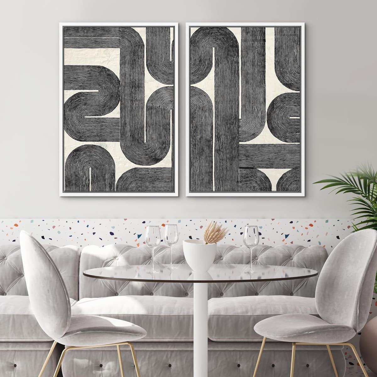 SIGNWIN Framed Canvas Print Wall Art Abstract Wave Pattern Modern Art Minimalist Neutral Decor for Living Room, Bedroom, Office - 16"x24"x2 Natural — view 133