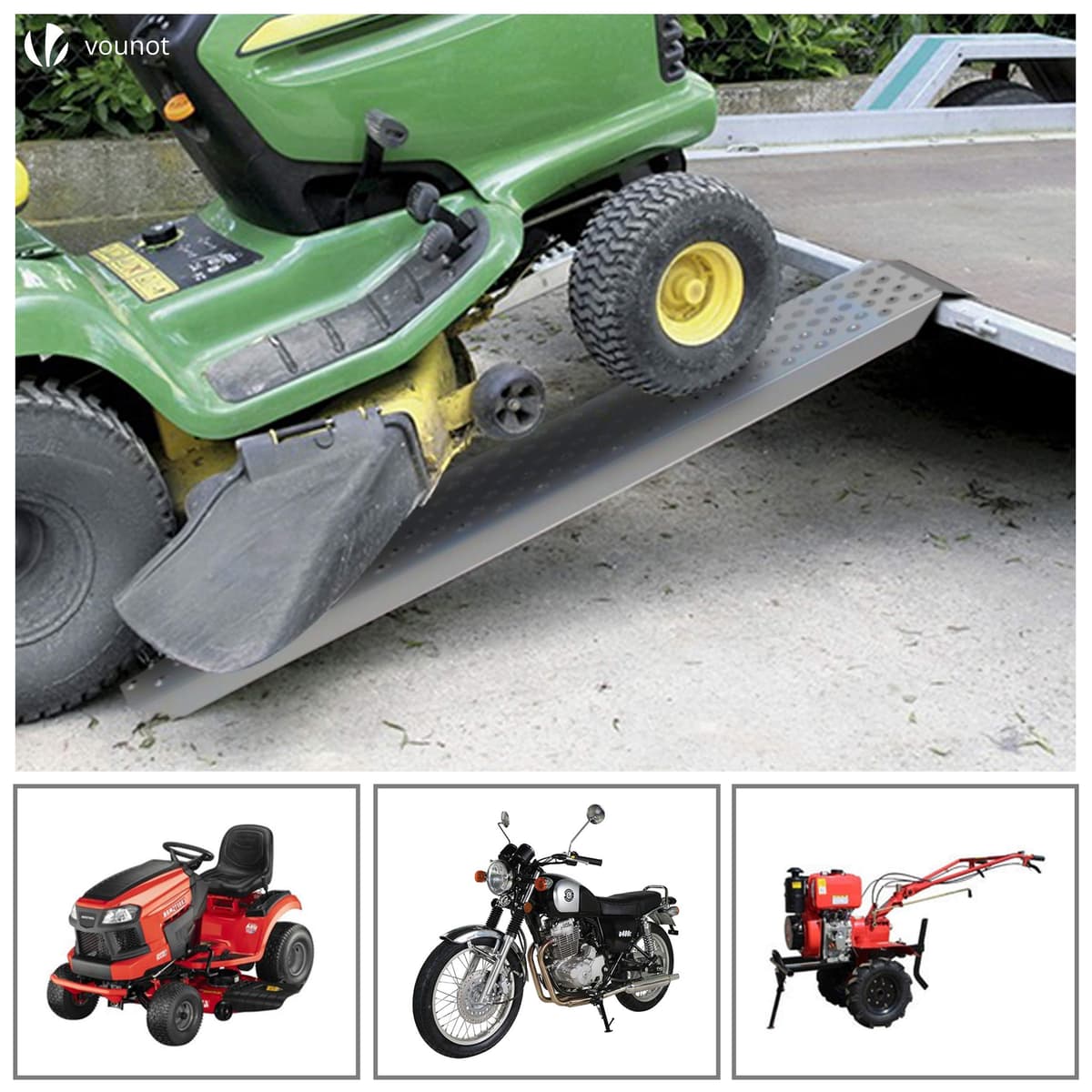 VOUNOT® 2X Rampa Carga de Acero Galvanizado para Moto, Remolque, Furgoneta, Quad, Motocross, 400 kg MAX, 135 x 23 cm — view 5