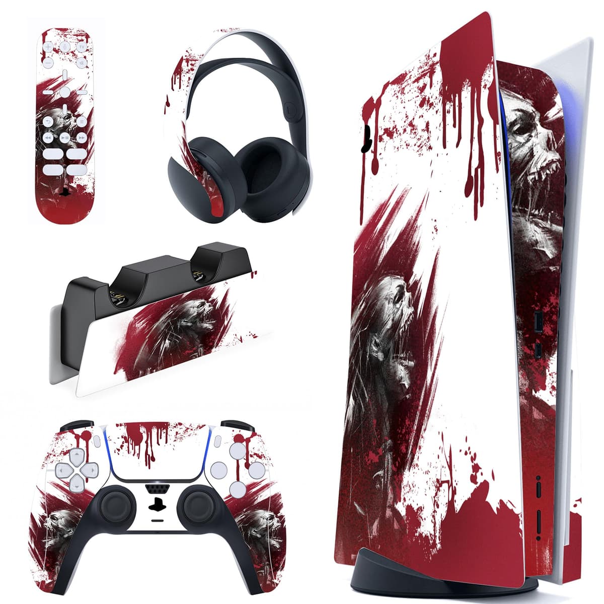 PlayVital Neon Dragoon Full Set Skin Decal for PS5 Console Disc Edition, Sticker Vinyl Decal Cover for PS5 Controller & Charging Station & Headset & Media Remote — view 19