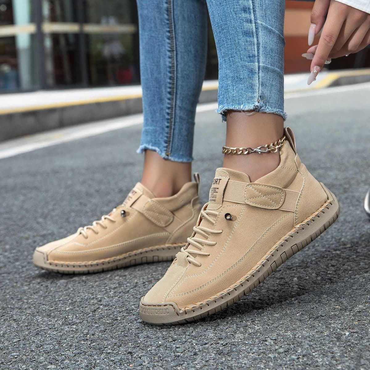 Genérico Zapatillas ortopédicas cómodas, zapatos unisex de cuero hechos a mano, botas suaves y cómodas con soporte — view 3