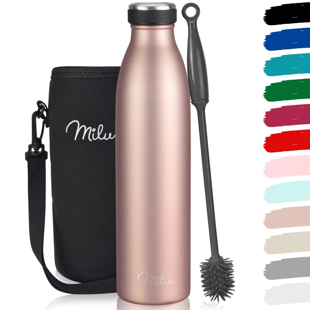 Milu Stainless Steel Drinking Bottle 1500 ml - Insulated Thermo Flask for Water - Leak Proof, Insulated and Double Walled, Carbonated (Granite Navy Blue, 1,5L) — view 53