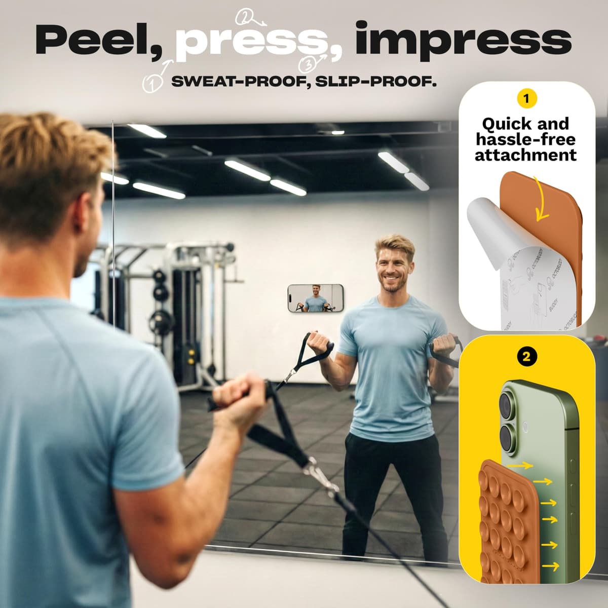 OCTOBUDDY || Silicone Suction Phone Case Adhesive Mount || (iPhone and Android Cellphone case Compatible, Hands-Free Mobile Accessory Holder for Selfies and Videos) Fidget Toy (See-Through) — view 5