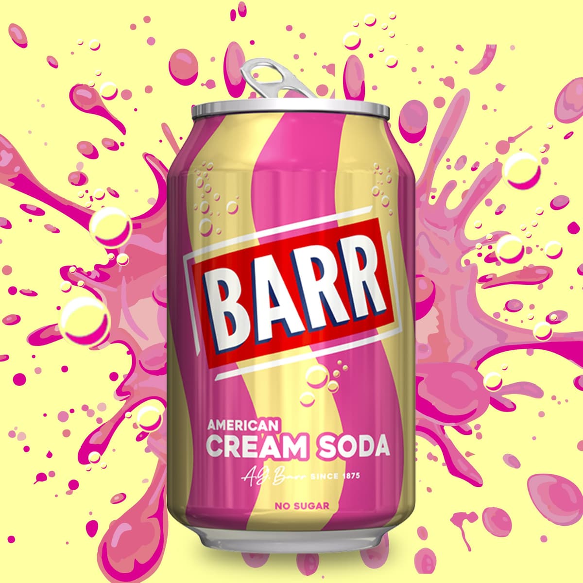 BARR 24 Pack American Cream Soda, Zero No Sugar Sparkling Soft Drink with a Creamy Taste of American Cream Soda Fizzy Pop, 24 x 330ml Cans — view 4